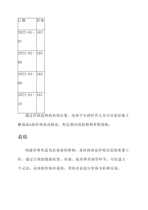 构建价格库工作方案