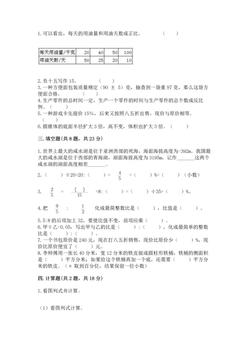 人教版六年级下册数学期末测试卷精品（黄金题型）.docx