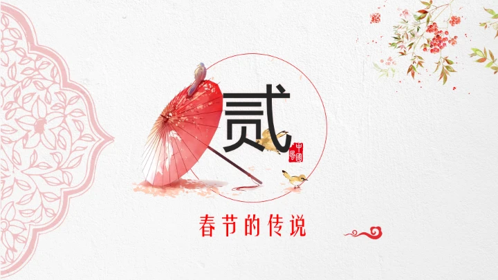 淡雅中国风春节文化习俗介绍PPT模板