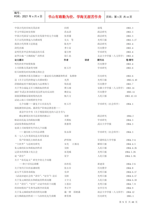 新中国成立以来发表的法律史论文目录(一).docx
