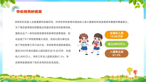 绿色清新展板风卡通儿童全国学前教育宣传周PPT学前教育宣传月