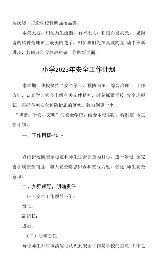 小学2023年度教学工作计划详细版三篇