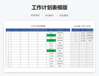 工作计划表模版
