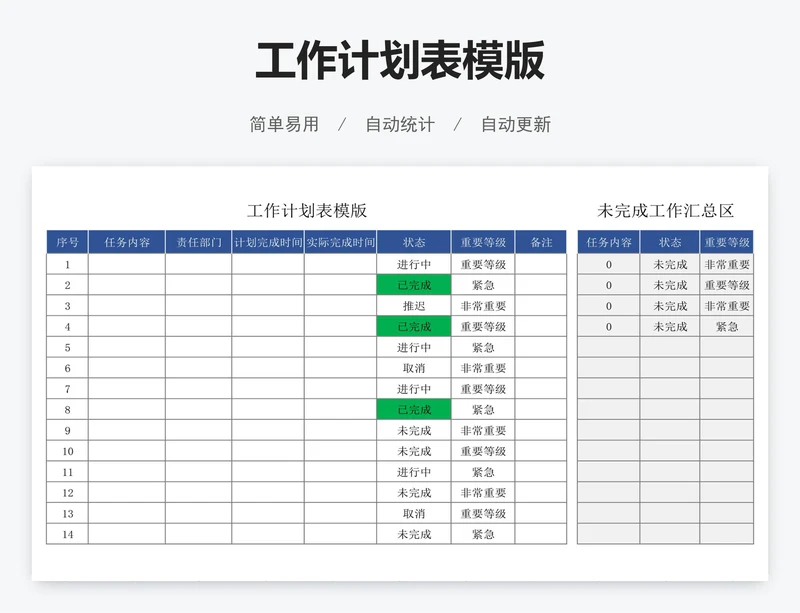 工作计划表模版