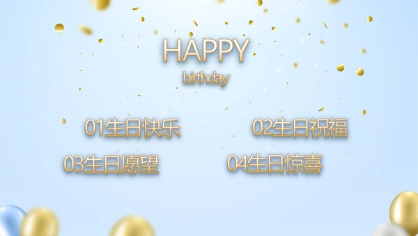 蓝色生日快乐生日派对纪念册电子相册动态PPT