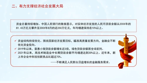 金融业发展成就综述：为经济社会发展大局提供有力金融支撑专题党课PPT