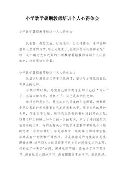 小学数学暑期教师培训个人心得体会_1.docx