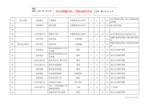 最全的市政公用工程危险源辩识与风险评价表.docx