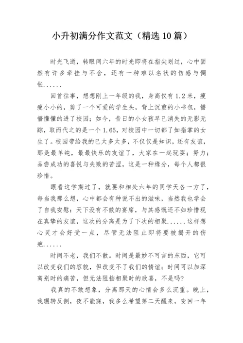 小升初满分作文范文（精选10篇）.docx