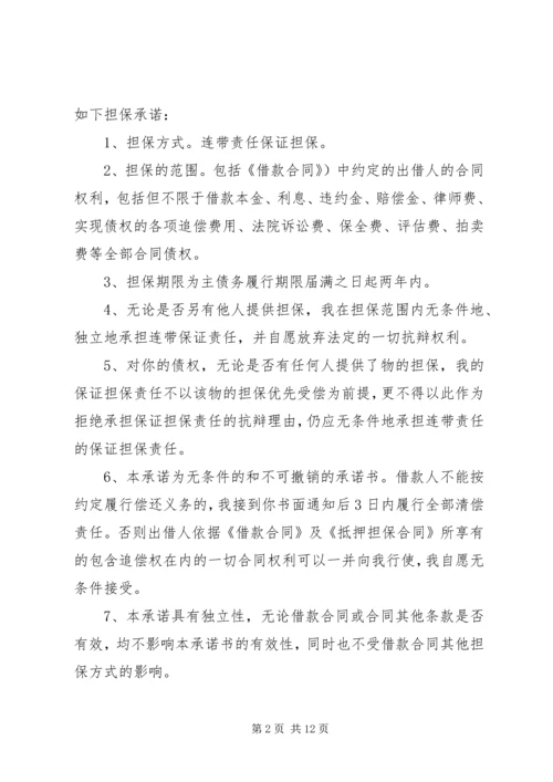 借款人向担保人承诺书.docx