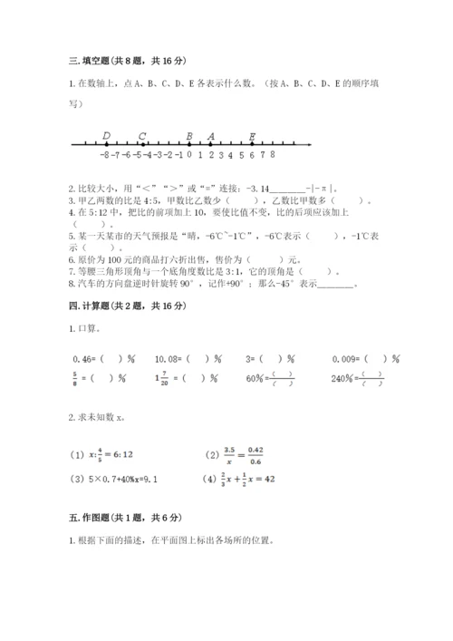 冀教版小学六年级下册数学期末综合素养测试卷附参考答案（综合题）.docx