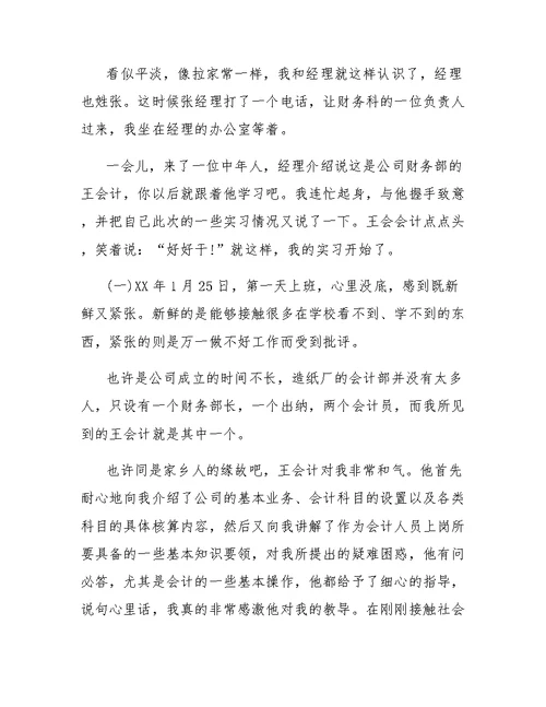寒假公司会计的实训总结范文