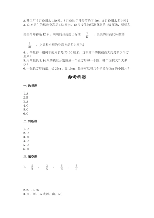 2022人教版六年级上册数学期末测试卷（典优）.docx