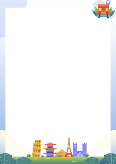 扁平风格旅行信纸学习纸