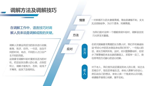 深蓝色简约几何形状群众矛盾调解科普PPT模板人民调解