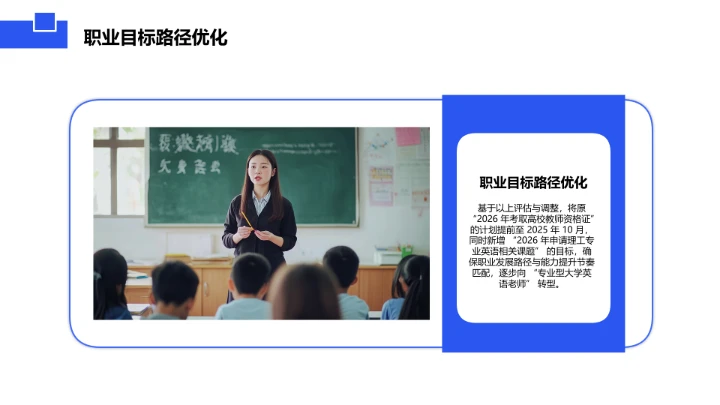 蓝色商务风英语专业大学生职业生涯规划发展展示PPT模版