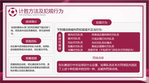 暗红简约风足球比赛规则讲解模板