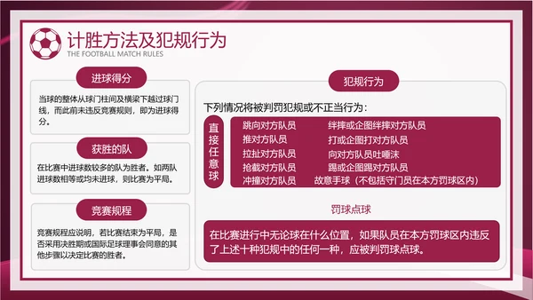 暗红简约风足球比赛规则讲解模板