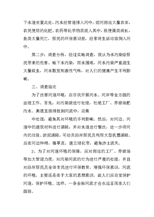 怎么写水污染调查报告表格