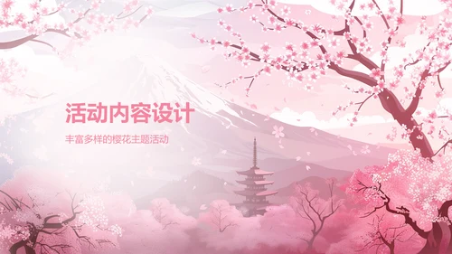 粉色小清新樱花季通用活动策划安排PPT模板