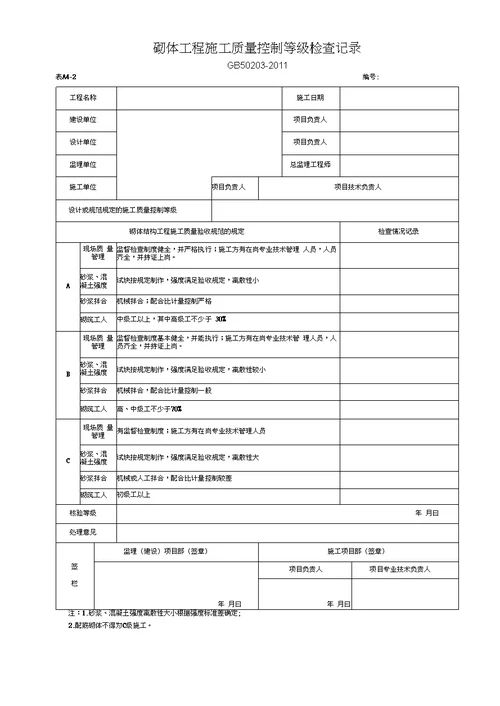 湖北省建筑工程施工统一用表2016年版A