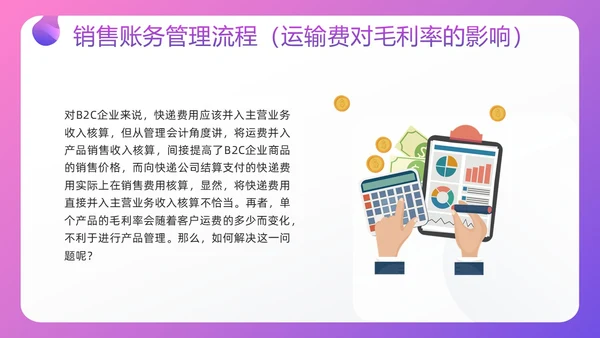 紫色插画电商行业会计处理流程PPT模板宣传PPT动态PPT财务知识培训