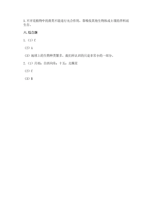教科版科学六年级下册期末测试卷可打印