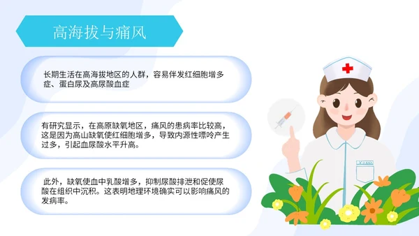 蓝绿色简约痛风患者护理护士护理培训PPT模板
