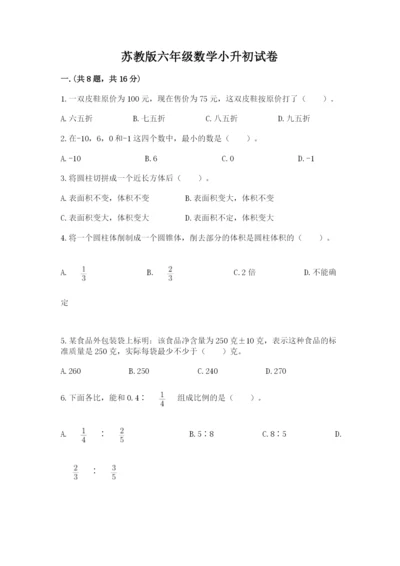 苏教版六年级数学小升初试卷附答案【培优】.docx