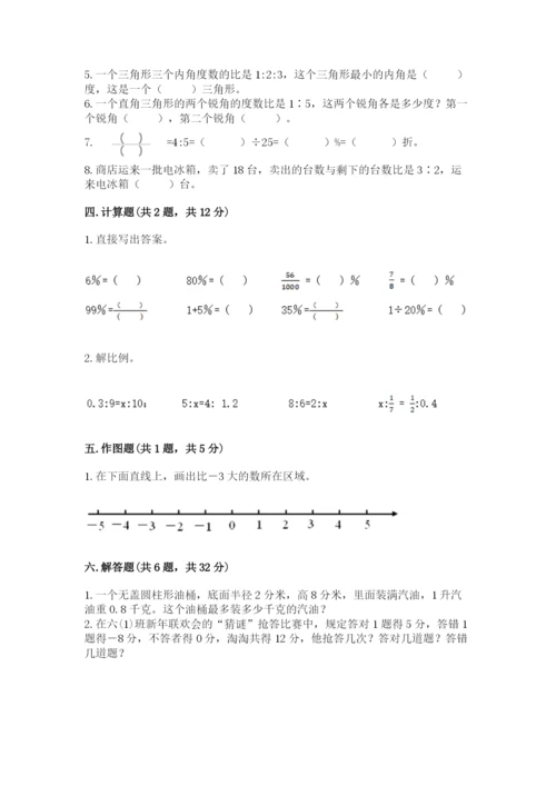 冀教版小学六年级下册数学期末综合素养测试卷精品【达标题】.docx