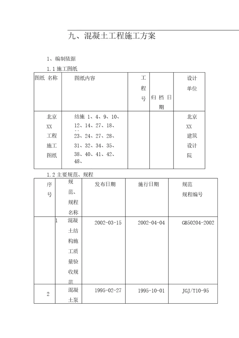 混凝土工程施工方案