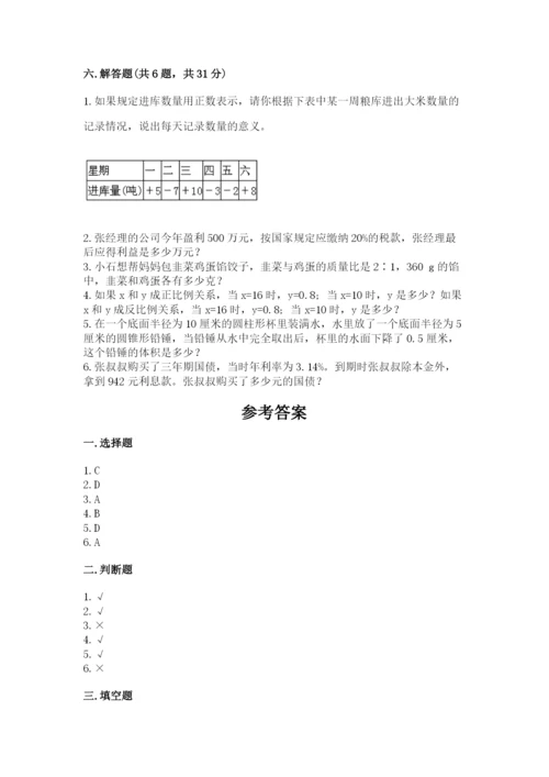 肃北蒙古族自治县六年级下册数学期末测试卷完整答案.docx