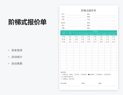 阶梯式报价单