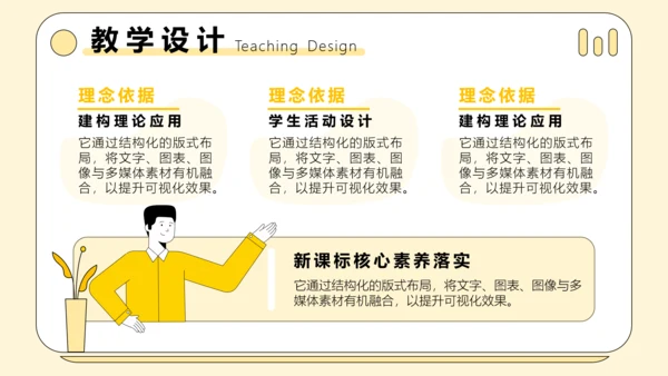 黄色插画风英语汇报PPT模板
