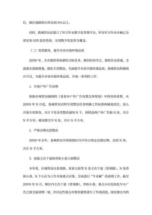 城管局年度工作报告word模板
