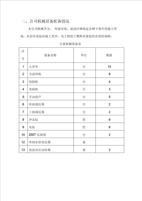 电力工程施工组织方案