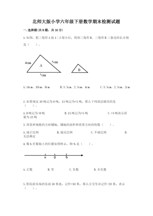 北师大版小学六年级下册数学期末检测试题【轻巧夺冠】.docx