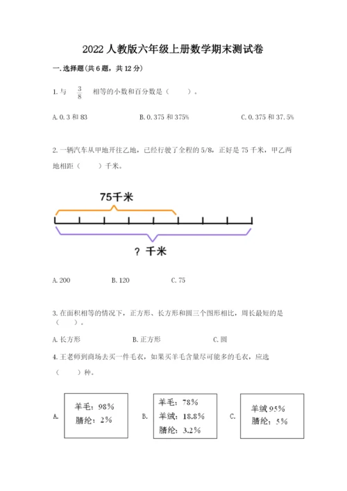 2022人教版六年级上册数学期末测试卷【b卷】.docx