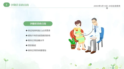 绿色清新淡雅孕期营养知识科普课件PPT全民营养周