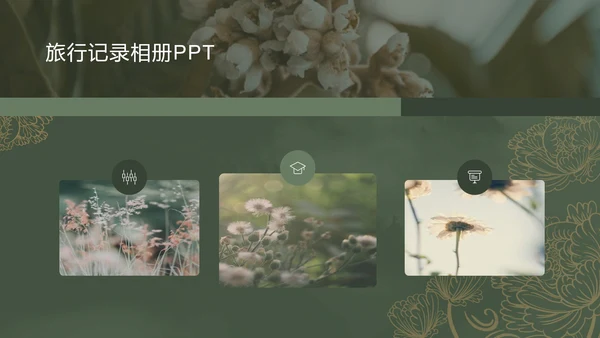 绿色复古风旅行记录相册PPT模板