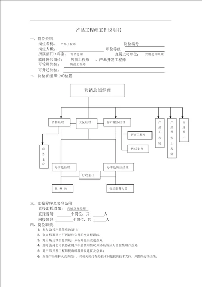 产品工程师工作说明书