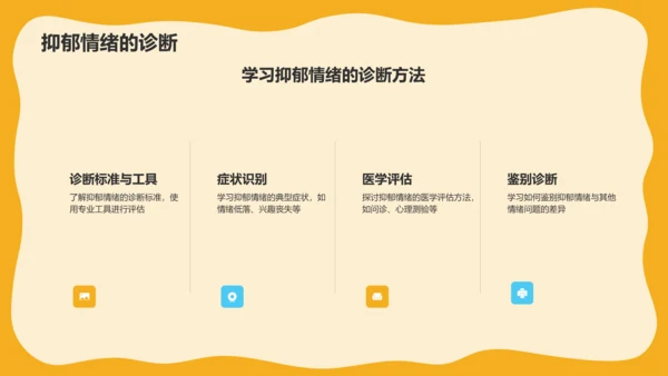 橙色手绘风抑郁情绪应该缓解PPT模板