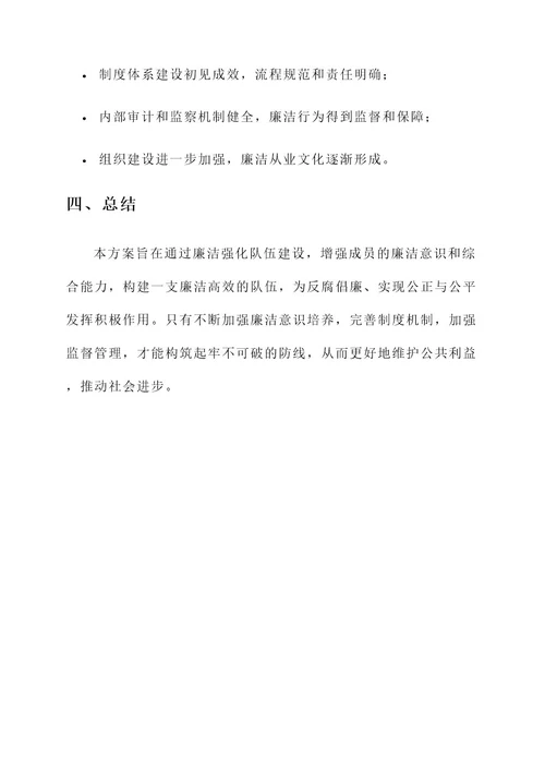 廉洁强化队伍建设方案