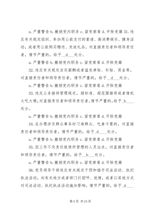 党规党纪知识竞赛参考题库简述题.docx