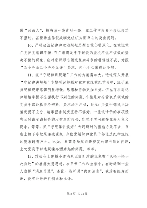 政治建警自我剖析材料[对党忠诚方面存在问题].docx