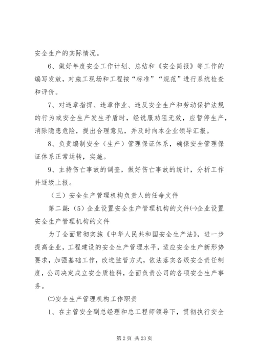 企业设置安全生产管理机构.docx