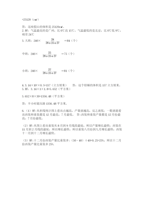 冀教版小学六年级下册数学期末综合素养测试卷【培优b卷】.docx