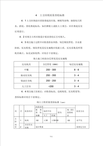 土方回填标准