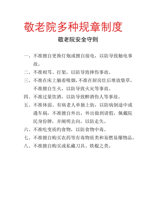 敬老院各种全新规章新版制度.docx