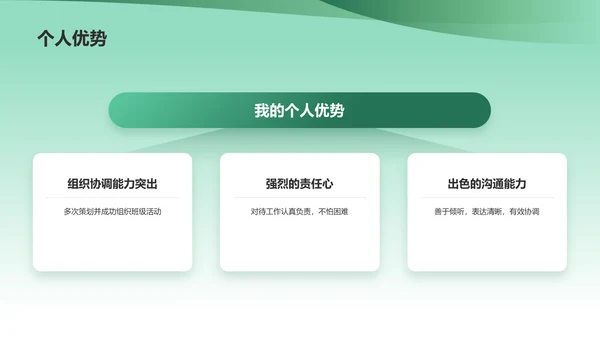 绿色小清新班委竞选自我介绍PPT模板